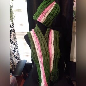 Hand crocheted hat and scarf set